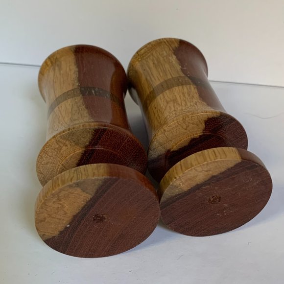 2 Turned Wood Cordial Glasses Handcrafted Pedestal Rustic Barware Bar Cart - Picture 2 of 6